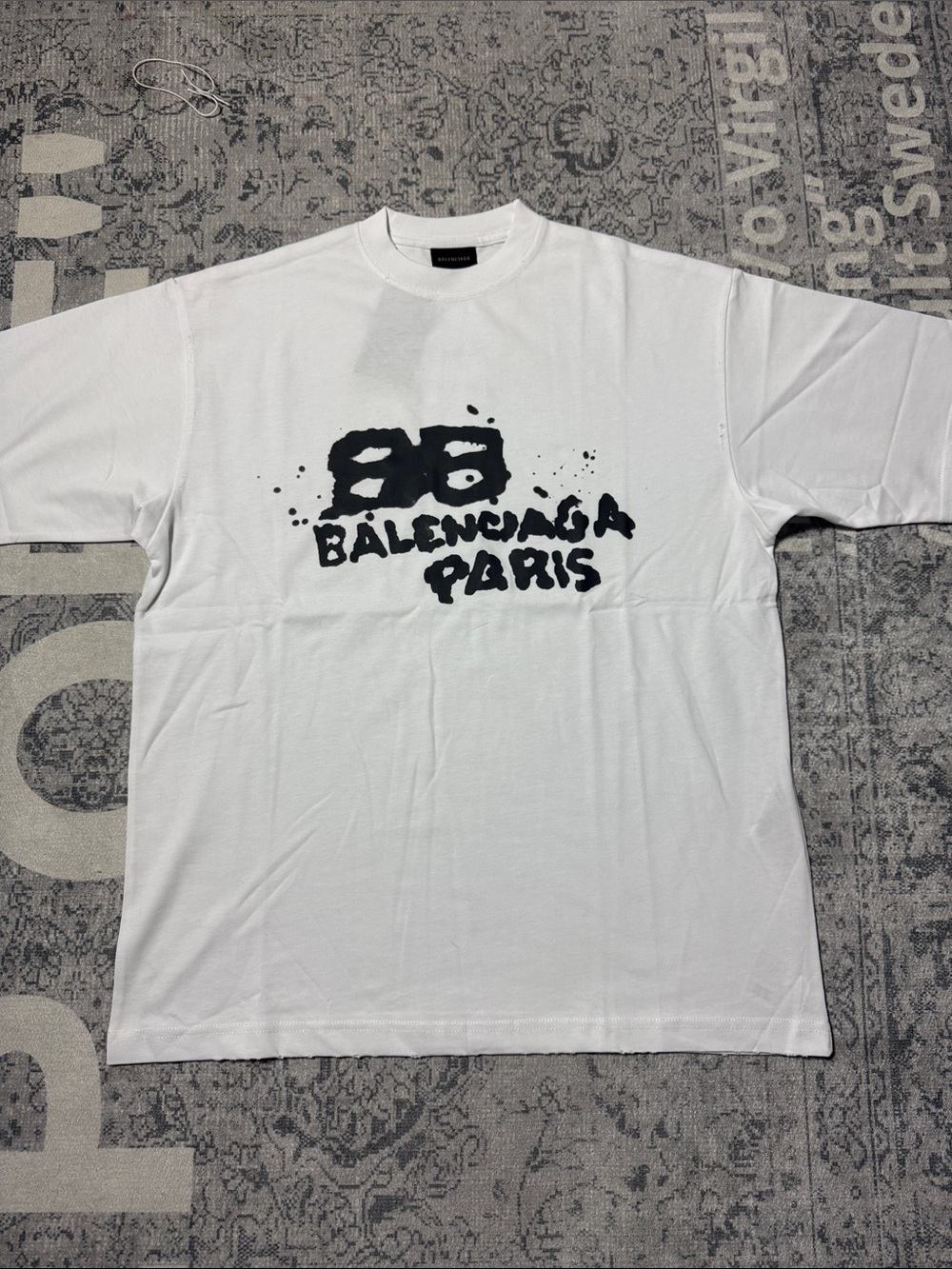 Balenciaga White Short-Sleeve Tee with Black Graphic